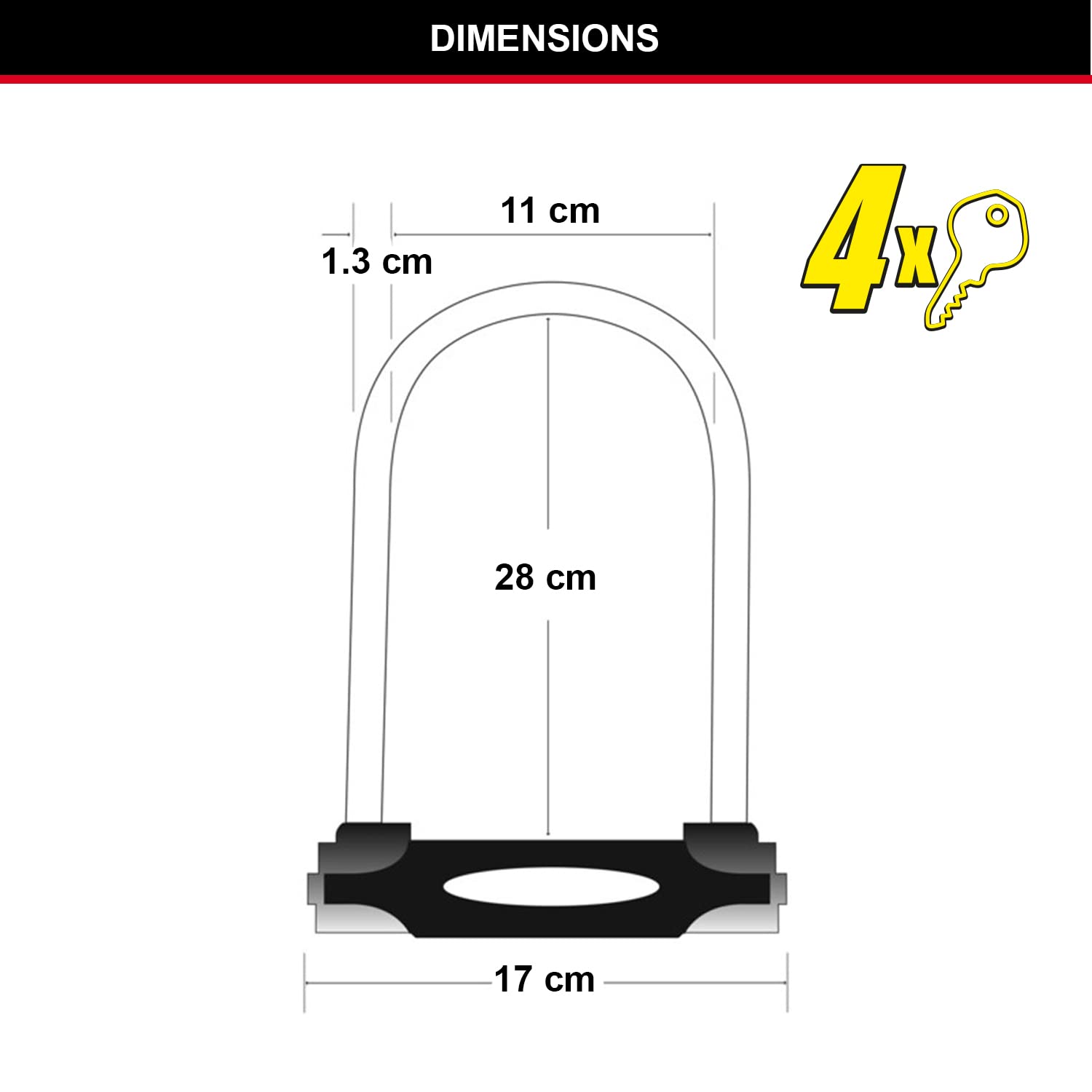 Master Lock Candado Bicicleta U, Llave, Soporte de Transporte, Antirrobo Certificado, XL, 8195EURDPROLW