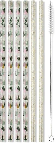 Miniatura 44 de Swig Life Pajillas reutilizables Bazaar + Juego de pajita alta color turquesa y cepillo de limpieza, cada pajita mide 10.25 pulgadas de largo