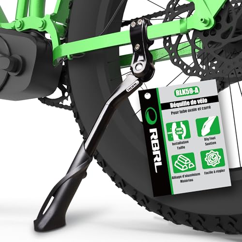 RBRL Support de vélo 24-29 pouces, support latéral en aluminium réglable en hauteur avec pied antidérapant, support de vélo pour VTT, vélo de course,...