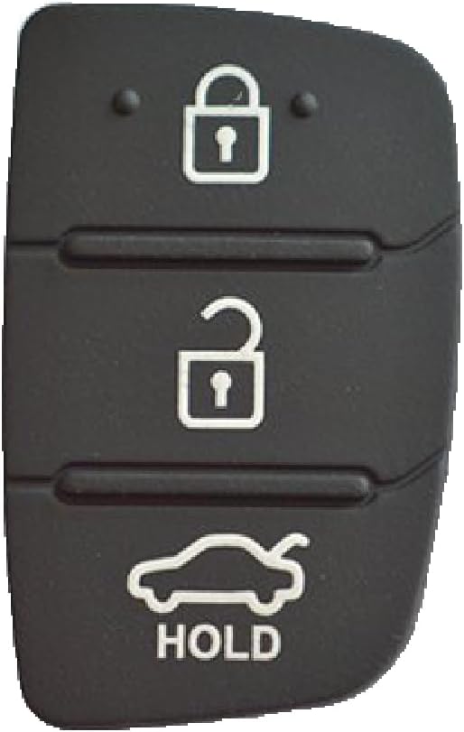 3 Button Remote Flip Key Rubber Pad, Fits Hyundai i20 Verna Xcent iGen Sportz & Magna, Heavy-Duty Water & Rust Resistant, Easy No-Programming Install, Black