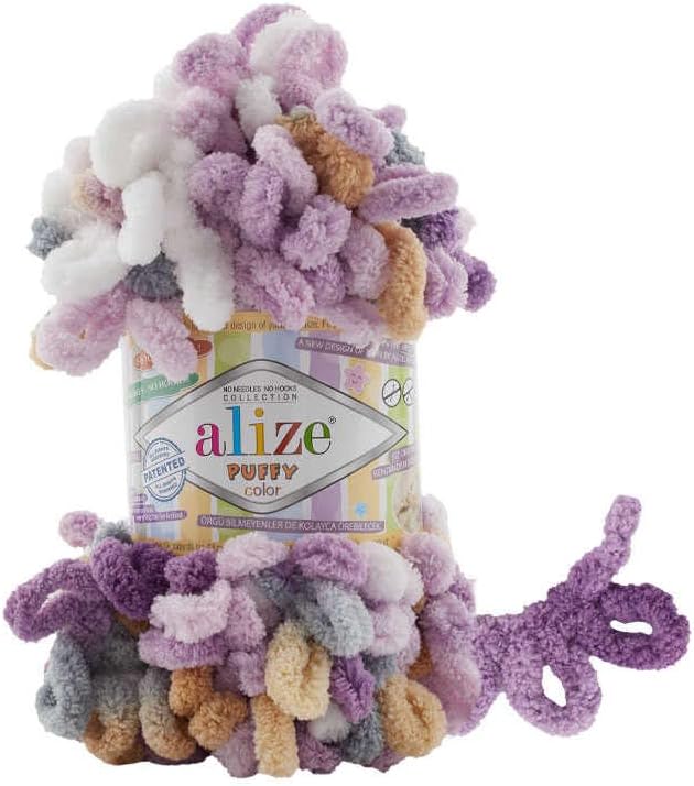Alize Puffy Color Baby Blanket Yarn Lot of 1skn 100gr 10yds| 100% Micropolyester| Soft Yarn |Hand Knitting Yarn|no Needle no Hooks Yarn|6522