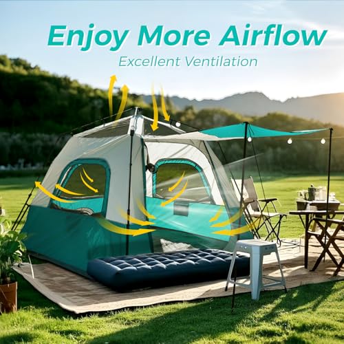 Hewolf Instant Tent for 4-6 Person Camping, Waterproof Easy Pop Up Tent Sets Up in 60 Seconds for Family Outdoor Hiking & Backpacking with Carry Bag(Blue-4) - Image 5