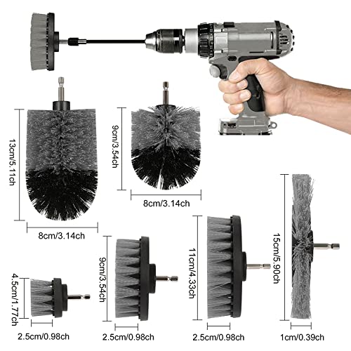Amzeeniu Brosse de Nettoyage 9 Pièces pour Perceuse Électrique - Kit pour Jantes, Voiture, Carrelage, Baignoire – vue 2