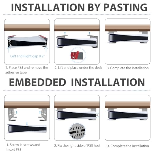 Chanvoo Suporte fino para PS5/PS5 embaixo da mesa, suporte de alumínio para PS5/PS5 Slim Digital Edi