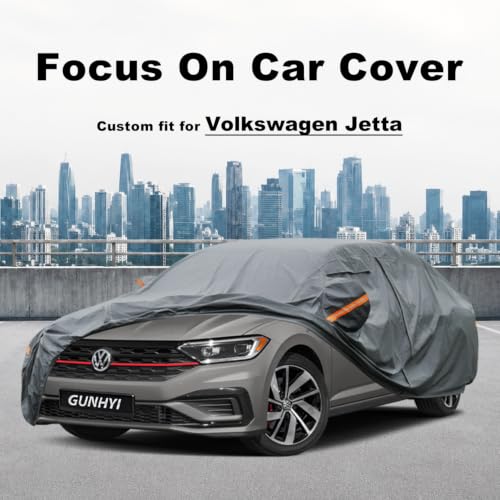 Image of GUNHYI Premium Car Cover Custom Fit Volkswagen vw Jetta (2005-2026), 16 Layers Heavy Duty Car Cover Waterproof All Weather with Zipper Door for Sun Rain Snow Dust Uv Protection