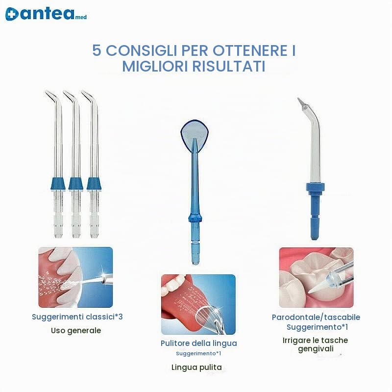 Idropulsore da viaggio anteaJET travel con 3 regolazioni e batteria ricaricabile