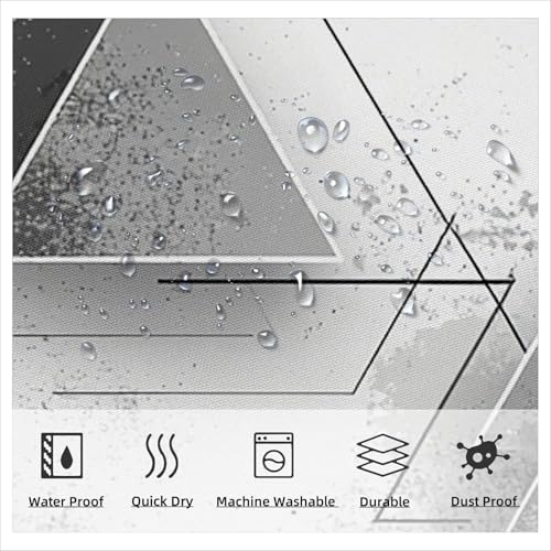 Rideau de douche gris motif géométrique, une idée cadeau maison - 3