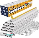 Cord Hider, Wire Cover, Cord Covers Wall Mounted TV, Cable Hider, 315 in Paintable White Raceway Kit...