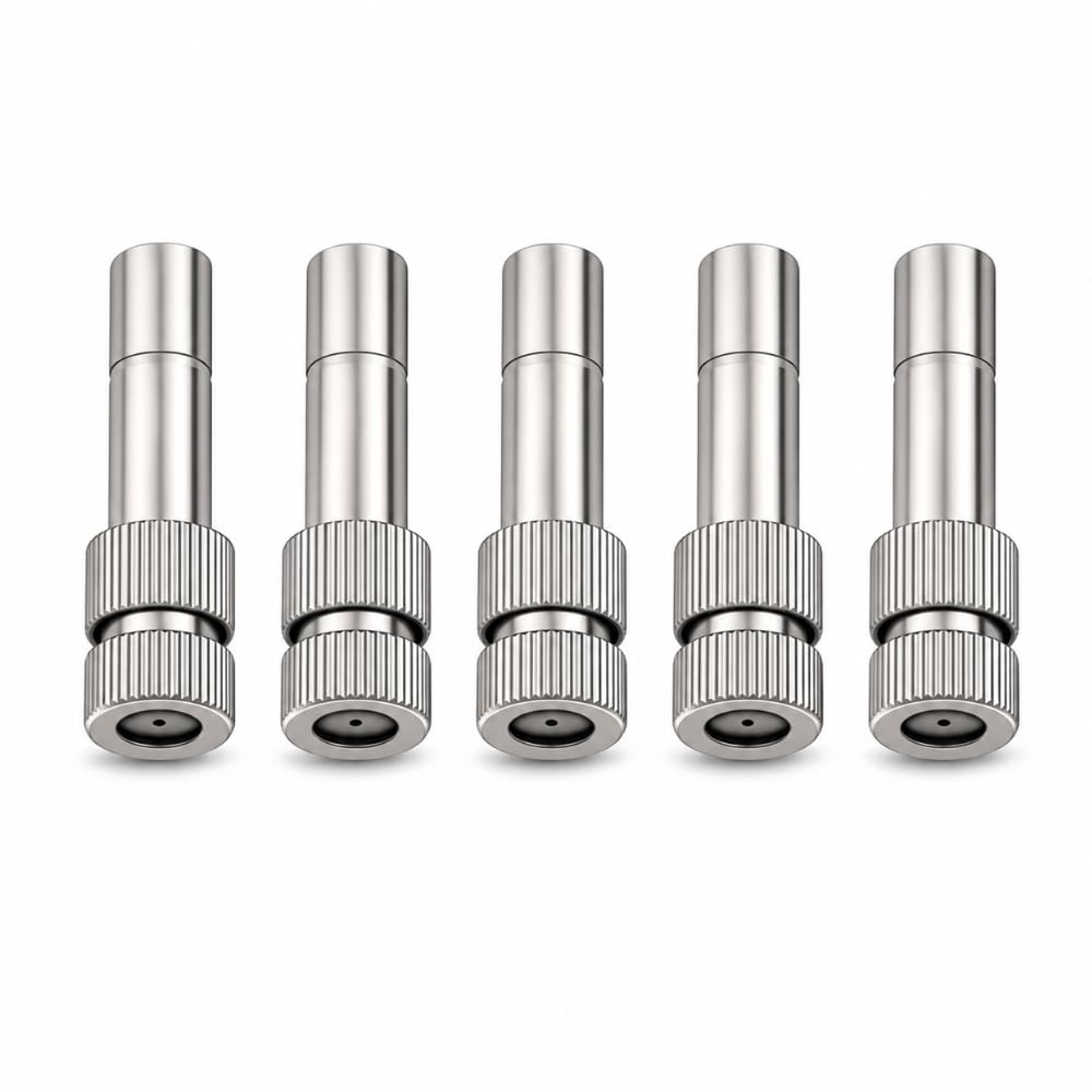 IONIX Brass Misting Nozzle (Pack of 5) | 0.3 mm Orifice | 6mm Stem Push Fit | Anti-Drip Fogging Nozzle | Cleanable Spray Jet for Garden, Greenhouse, Outdoor Cooling & Mist System-picture-18