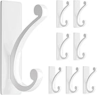Vista 12 de Gancho adhesivo de pared para toalla/abrigo, extra adhesivo de 10 libras, acero inoxidable, para baño o ducha, color blanco mate, paquete de 4