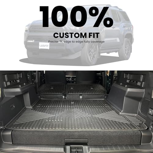 Image of LASFIT Cargo Mat for Toyota 4Runner 2025 2026 (Only Fit Hybrid & 5-Seats) | All Weather Custom Fit Anti-Slip Pet Friendly Easy Clean TPE Trunk & Backrest Mats for 6th Gen 4Runner, Black