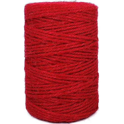Leecogo Red 2.5mm Jute Twine 328 Feet Heavy Duty Garden Twine String for Arts Crafts and Decorative Festival Projects
