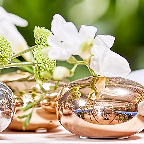 Chive - Set Of 6 Jojo Small Oval Ceramic Flower Vase, Decorative Modern Floral Vase For Home Decor Living Room Centerpieces And Events, Cute Bud Vase (Gold) #TOP4
