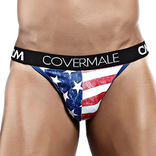 Mens USA Slip Thong Underpants Pouch Enhancing Flag Printed Bikini Underwear