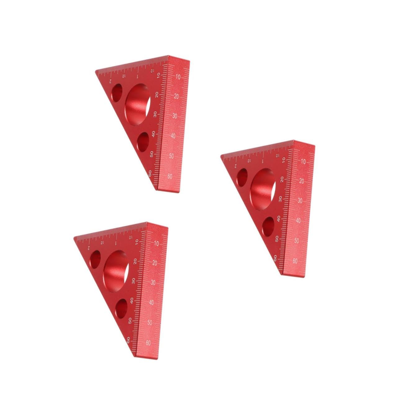 Lurrose 3 Piezas Regla de Carpintero de Aleación de Aluminio Engrosada Regla de Ángulo para Medición de Herramientas de Carpintería Diy Rojo