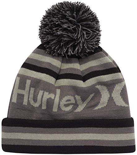 Hurley Men's Winter Hat - Cuffed Pom Pom Beanie, Size One Size, Solid Black #TOP2