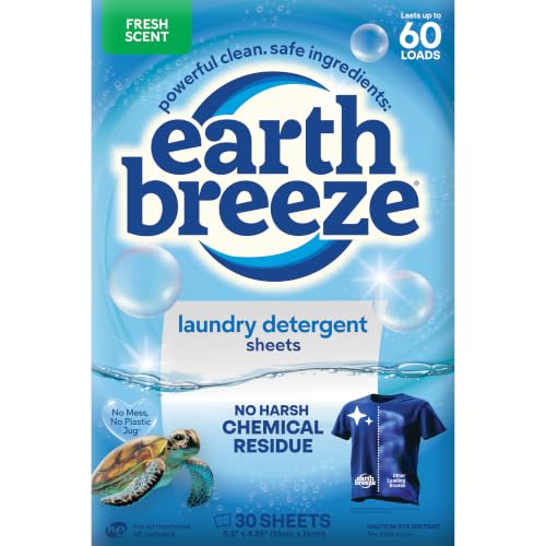 Earth Breeze Laundry Detergent Sheets Fresh Scent 60 Loads