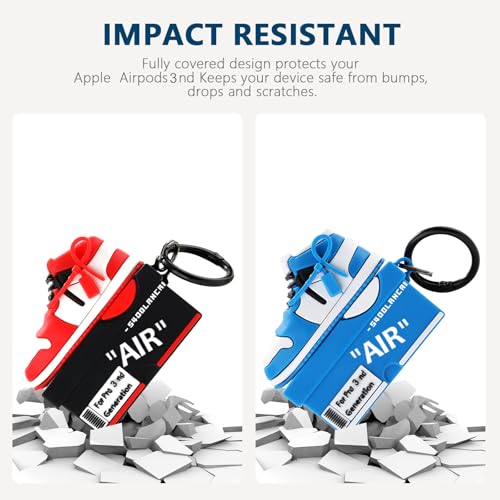 Image of [2Pack] Compatible Airpods Pro 3 Case (2025),3D Cute Cartoon Shoe Box Soft Silicone Protective Cases for Apple AirPods Pro 3rd Generation Case,Airpod Pro 3 Cover with Keychain for Women Men,Red+Blue
