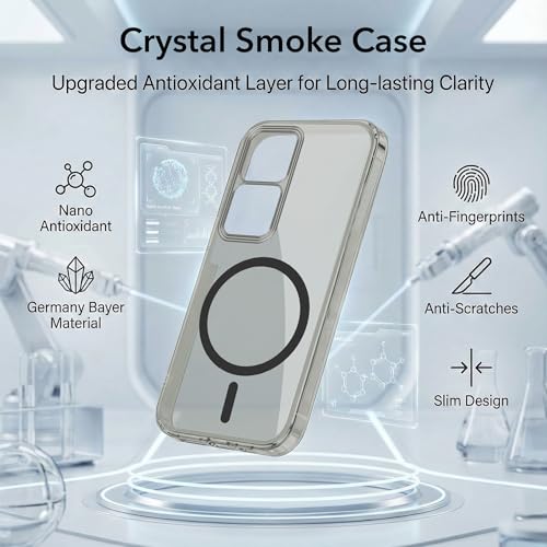 Image of Jkobi Lifetime Anti-Yellow MagSafe Compatible Clear Back Cover Case for Vivo V30 | Vivo V30 Pro 5G (Sleek Hard Crystal | Shockproof and Camera Protection)