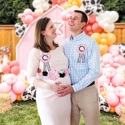 Vansolinne-Cow-Maternity-Sash-Mom-to-Be-Daddy-to-Be-Corsage-Set-Cow-Girls-Theme-Baby-Shower-Decorations-Farm-Animals-Cow-Pattern-Floral-Belly-Band-Gender-Reveal-Photo-Props-Keepsake-Gift Vansolinne Cow Maternity Sash Mom to Be Daddy to Be Corsage Set Cow Girls Theme Baby Shower Decorations Farm Animals Cow Pattern Floral Belly Band Gender Reveal Photo Props Keepsake Gift