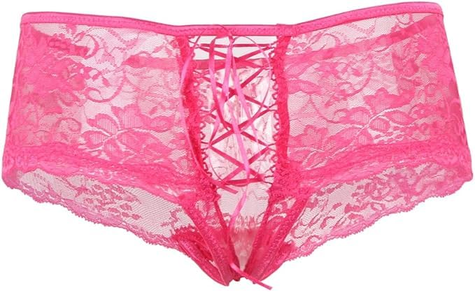 Französische Unterhosen für Damen in Übergröße, durchsichtige Spitzen-Unterwäsche, Tangas, weiche, dehnbare, überkreuzte Schnürung, durchsichtige Hipster-Slips, sexy Höschen, hinten ausgehöhlte Slips,