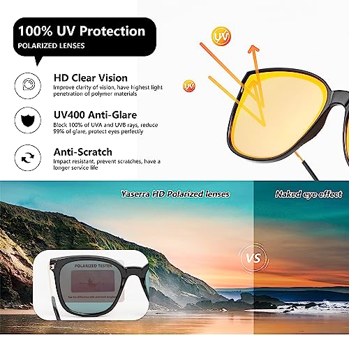 Image of Trendy TAC Polarized Square Sunglasses for Women Men, Oversized Lightweight TR90 Frame UV400 Protection