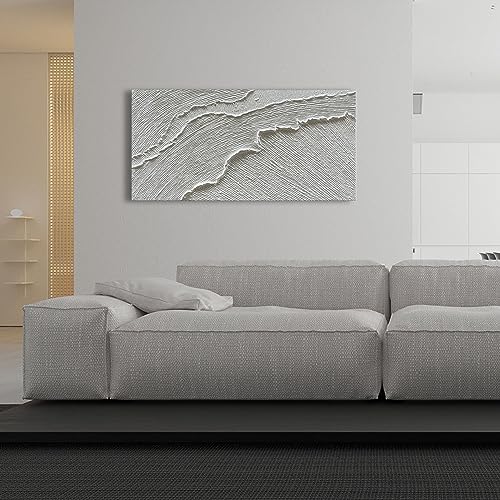 Nankai Hand-Painted 24X48 Thick Texture White Texture Abstract Oil Painting Beach Waves Landscape Oil Painting Home Wall Art Deco Oil Painting thumb #4