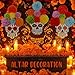 Weekgrat 8 Set Day of The Dead Sugar Skull Decors 8 Pcs Large Sugar Skull Cutouts 56 Pcs Artificial Marigold Flowers for Mexican Halloween Party Wall Decorations Colorful Dia De Los Muertos