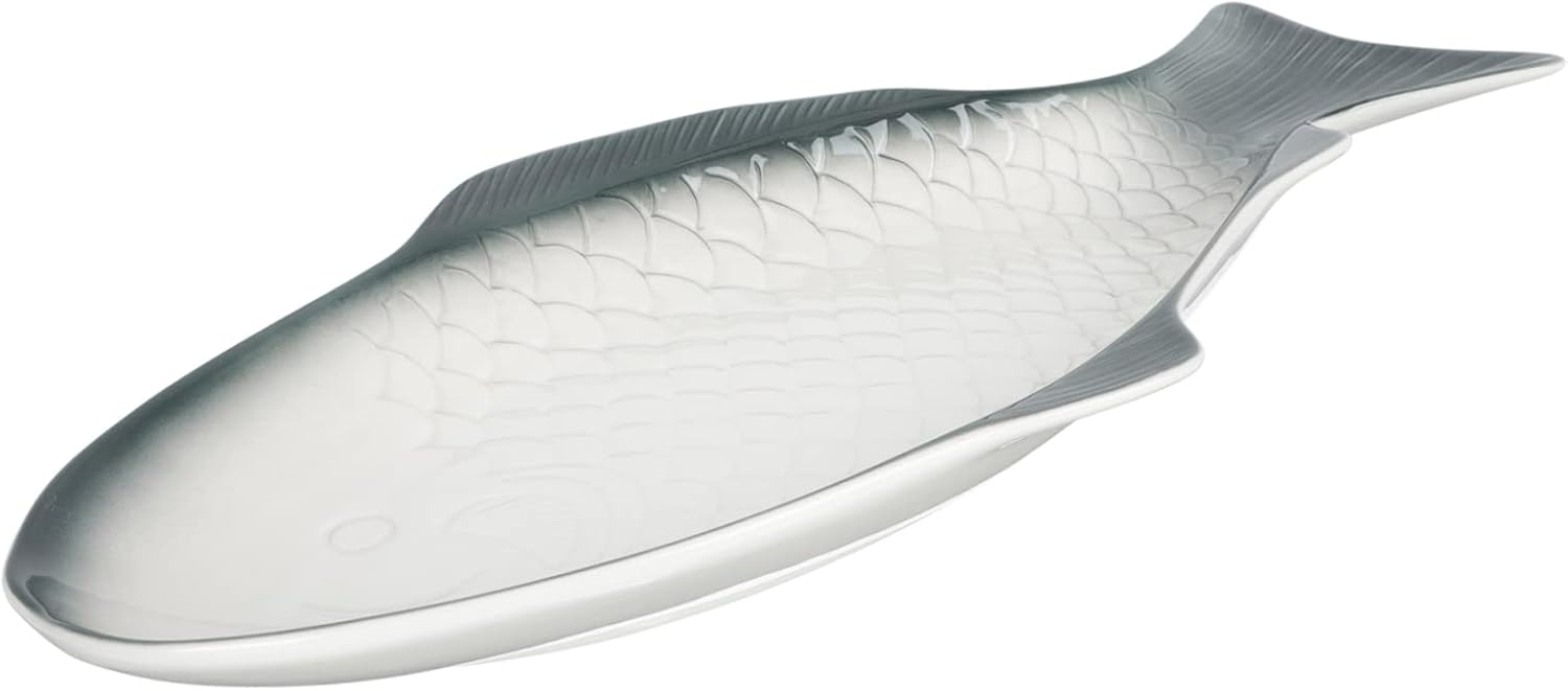 Ceramic Fish Serving Plate Steaming Tray for Home and Restaurant Use Elegant Fish-Shaped Design for Desserts and More and Practical Tableware Dark Green