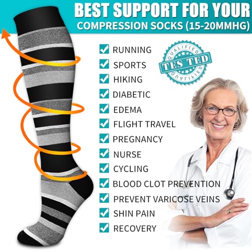 Image of Copper Compression Socks for Women & Men (6 pairs) - Best Support for Nurses, Running, Hiking, Recovery