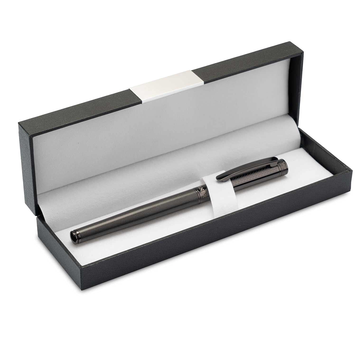 Hörner Levio- Hochwertiger Füllfederhalter Grau I Premium Geschenkbox I Tinte in Schwarz I Luxus Design I Edel Feder Made in Germany I Attraktiver Stift für Herren und Damen