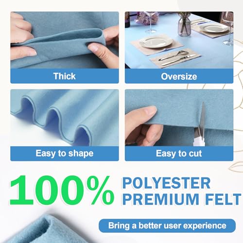 Image of XSEINO Dusty Blue Large Felt Fabric 36 inch X 36 inch(1 Square Yard), 1.4 mm Thick Soft Felt Fabric Sheet for Crafts, Blue Series Colors Soft Nonwoven Fabric, Fit for Decoration, Sewing, DIY Crafts