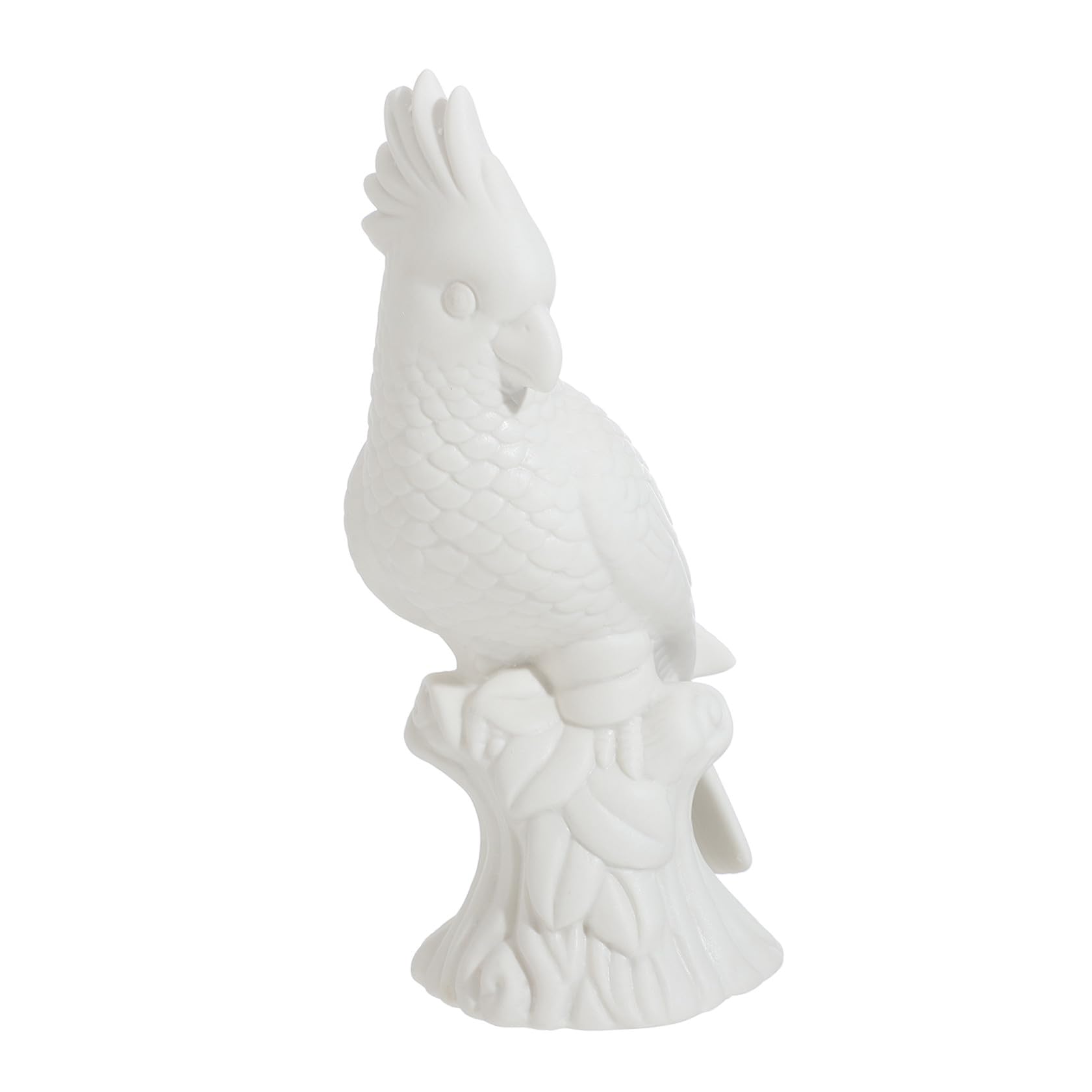 Figurine perroquet en céramique blanche artisanale, sculpture oiseau épurée de qualité