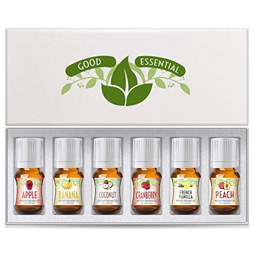 Fragrance Oils Set of 6 Scented Oils from Good Essential - Banana Oil, Cranberry Oil, Apple Oil, Coconut Oil, French Vanilla Oil, Peach Oil: Aromatherapy, Perfume, Soaps, Candles, Slime, Lotions!