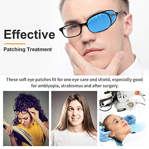 Image of eZAKKA Eye Patches for Adults, Eye Patch for Glasses Silk Patch for Lazy Eye Amblyopia Strabismus and After Surgery (Navy Blue+Black)