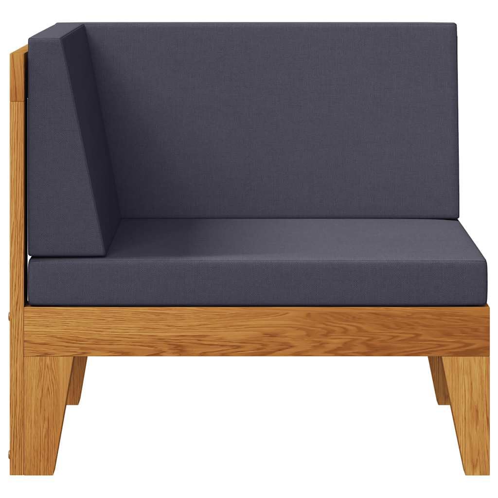 vidaXL Akazienholz Massiv Modular Ecksofa mit Dunkelgrauen Kissen Gartensofa Sofa Lounge Gartenmöbel Einzelsofa Holzsofa Sessel Outdoor Terrasse