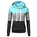 ZYUEER Sweat Femme Fille Uni DéContracté Manche Longue avec Capuche, Pullover Blouson Tops Mode Hoodie Manche Longue Sweater Hauts Pas Cher (Bleu, S(EU=36))
