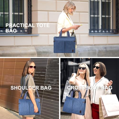 Bolso tote casual para mujer color denim miniatura 2