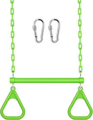 Miniatura 24 de LadyRosian Juego de anillos de barra de columpio de 17 pulgadas para gimnasio, trapecio, 47 pulgadas, accesorios con mosquetones de bloqueo, cadenas