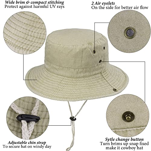 Image of Sun-Hats-for-Men-w /-UV-Protection-Wide-Brim Bucket Fishing Safari Hat | Sun-Hats-for-Men-with-UV-Protection-Wide-Brim Bucket Fishing Safari Boonie Hat for Summer (XL; 23 5 /8-24)