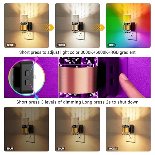 JandCase Night Lights Plug into Wall, 1 Pack Color Changing Night Light - image 3