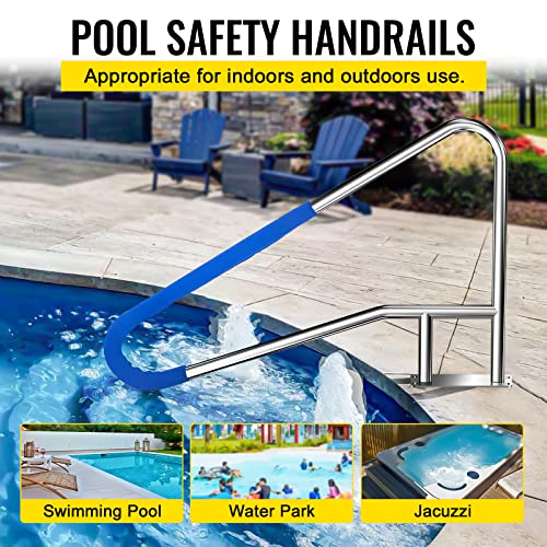 Migoda Pool Handrail Swimming,55 X32 Stainless Steel Perfect Handle Swimming Pool Stair Rail With Blue Grip Cover 4-Bend Handrail For Inground And Outdoor Pools thumb #1
