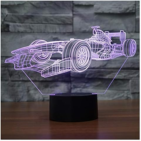 lunaoo 3D Night Light for Kids Boys Toys, 3D Illusion Lamp for Bedroom Beside Table Decoration, 7 Colour Changing LED Mood Lamp Desk Table Light Lamp Children Gift, Racing Car Cover