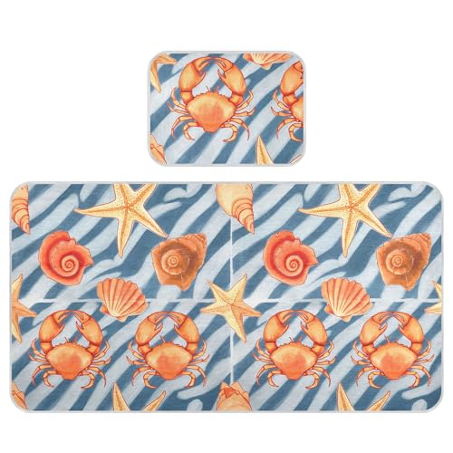 Takiito Crabs Starfish Seashell Baby Cooling Mattress Pad, Soft & Breathable Cooling Mat Keep Baby Cool in Summer 28x52 in, Nursery Essential