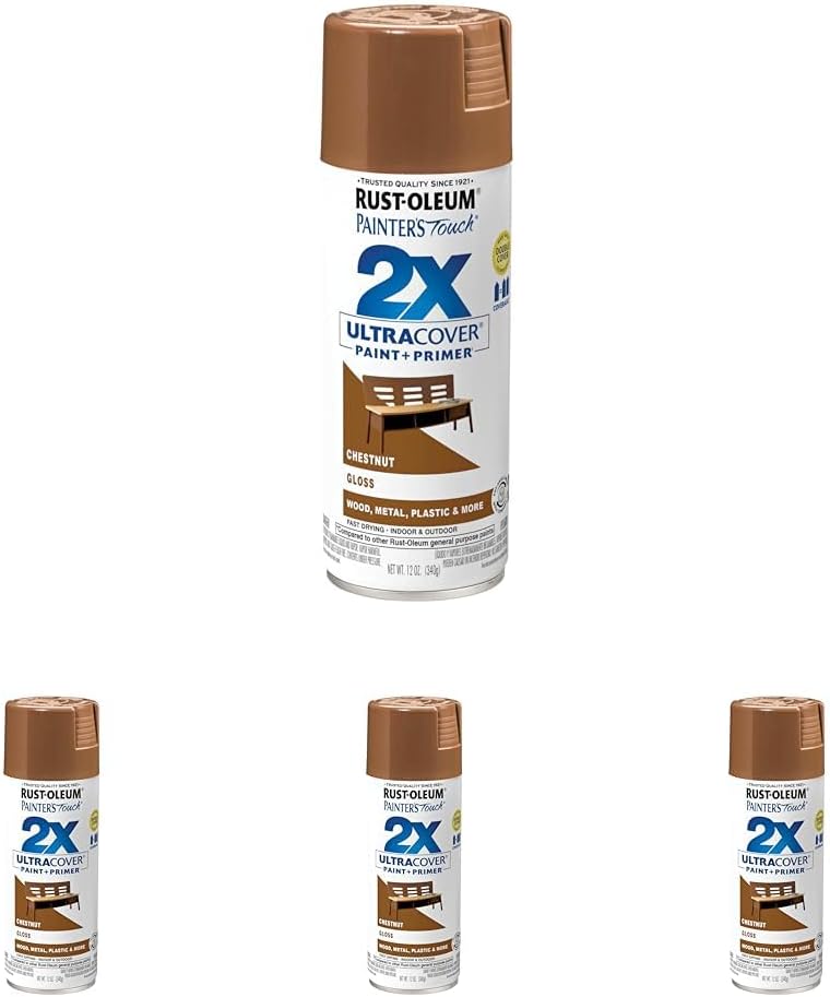 Painter's Touch 2X Ultra Cover Spray Paint, 12 oz, Chestnut (Pack of 4)
