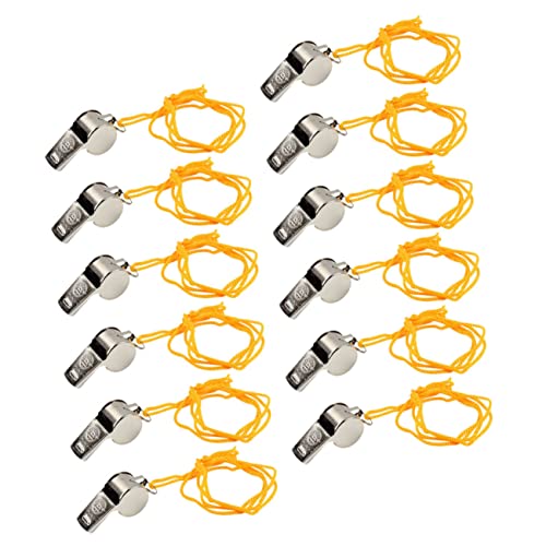 WHAMVOX 12pcs Metal Hiking Whistle Keychain Loudest Camping Whistle for Outdoor Sports Referee Basketball Games