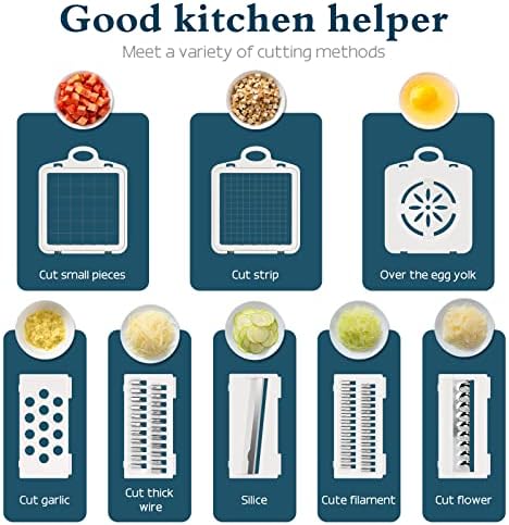 KMASHI 14 in 1 Vegetable Chopper, Multifunctional Mandoline Slicer Dicer Household Kitchen Manual Julienne Grater Cutter for Onion, Garlic, Carrot, Potato...(Include 1pcs Anti Cutting Glove)