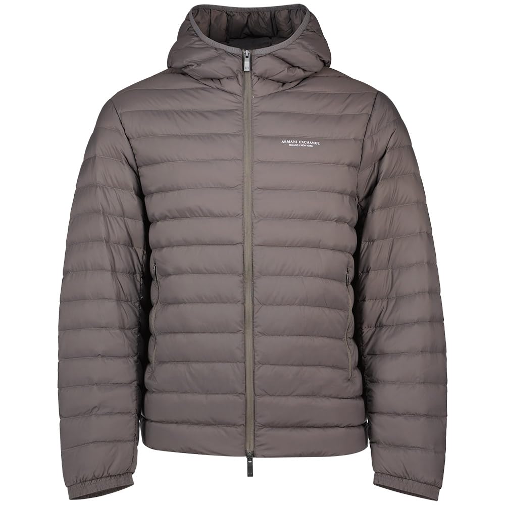 Armani Exchange Essential, Long Sleeve Padded Side Lettering Logo Chaqueta, Gris, L Hombres, gris, L