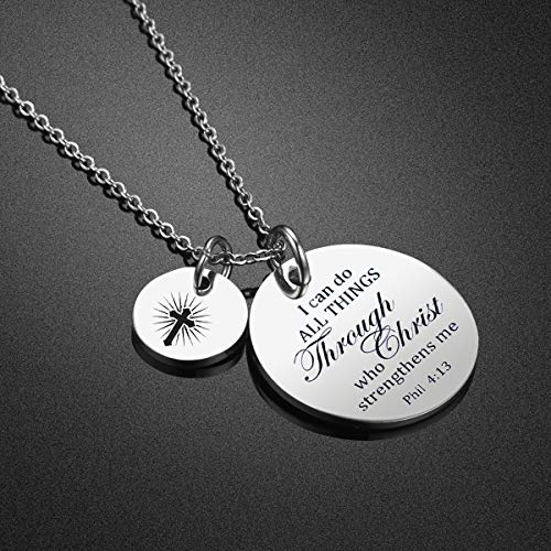 UOIPENGYI Christian Necklace Bible Verse Cross Pendant Prayer Charm Necklace Faith Religious Jewelry for Women Girls3