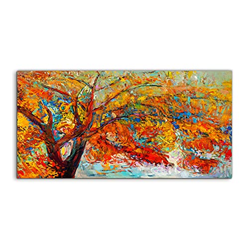 Art photo sur verre trempé 120x60cm paysage d'automne design mural haut de gamme